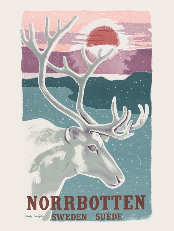 Vintage Sweden travel poster named “Norrbotten” in size 30x40 cm.