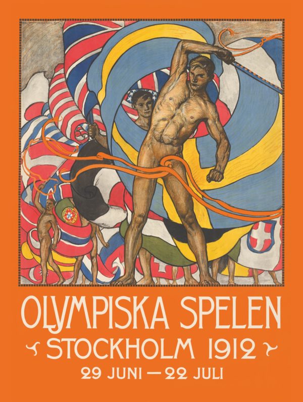 Vintage Sweden travel poster named “The Olympic Games 1912” in size 30x40 cm.