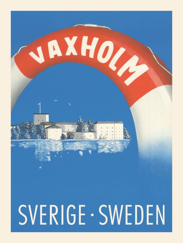 Vintage Sweden travel poster named “Vaxholm” in size 30x40 cm.