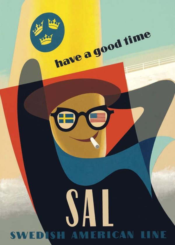 Vintage Sweden travel poster named “Have a good time” in size A4.