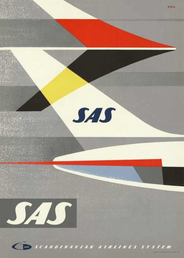 Vintage Sweden travel poster named “SAS” in size A4.