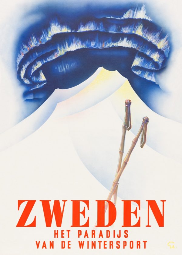 Vintage Sweden travel poster named “Zweden het paradijs” in size 50x70 cm.