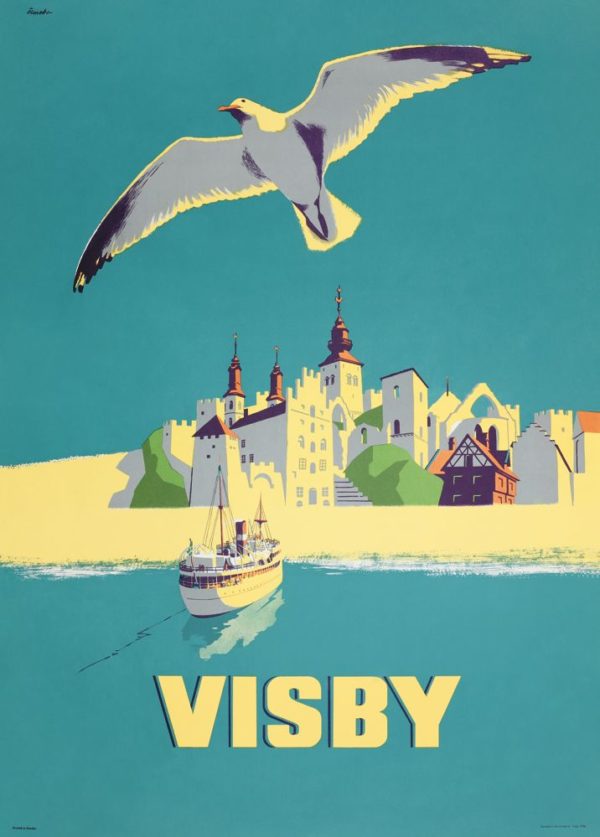 Vintage Sverige affisch som heter “Visby från havet”, i storlek 50x70 cm.