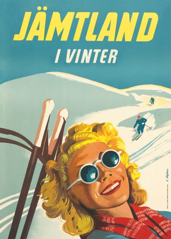 Vintage Sweden travel poster named “Winter in Jämtland” in size 50x70 cm.