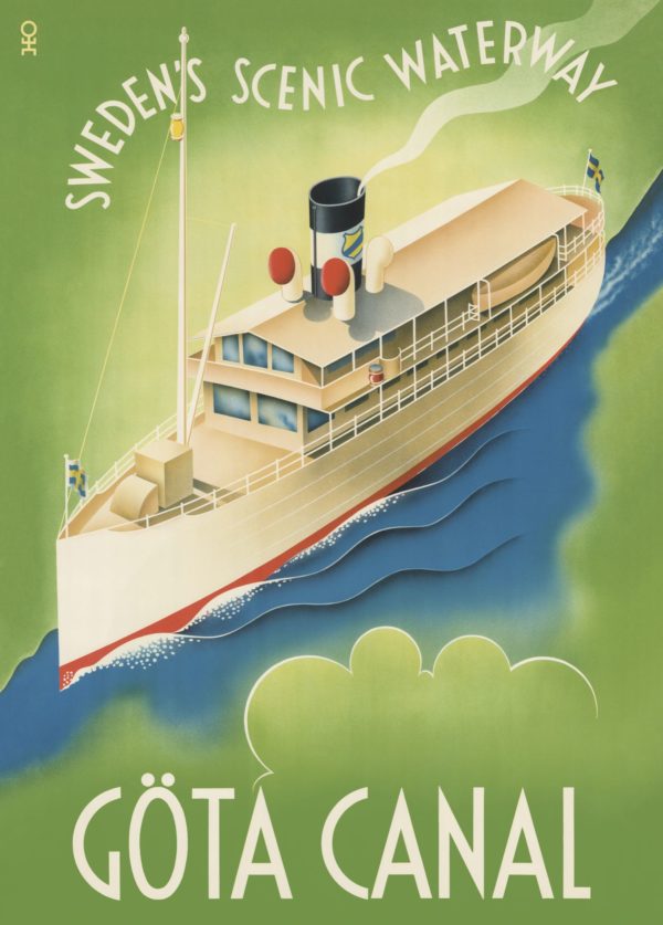 Affisch som föreställer Göta kanal