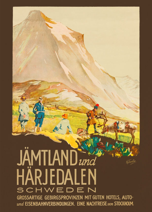 Vintage Sweden travel poster named “Jämtland und Härjedalen” in size 50x70 cm.