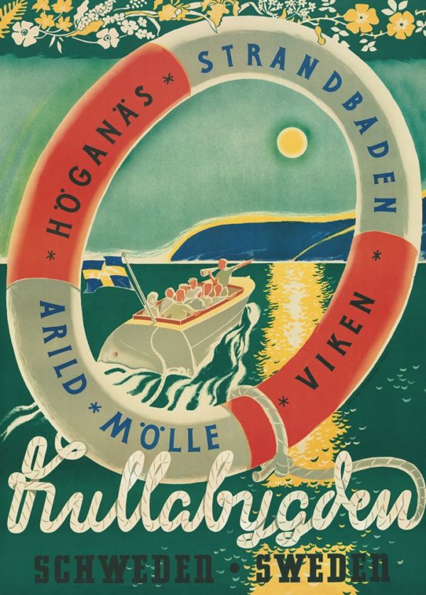 Vintage Sweden travel poster named “Kullaberg” in size 50x70 cm.