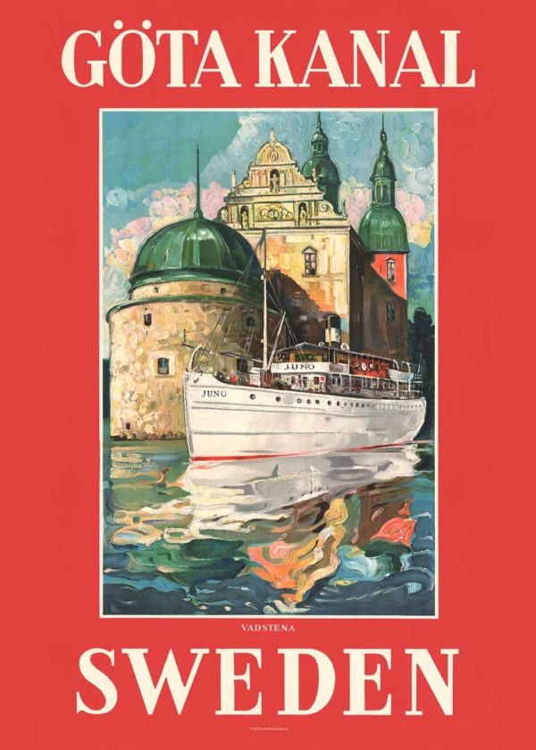 Vintage Sweden travel poster named “Göta Kanal Vadstena” in size 50x70 cm.