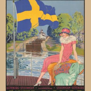 Göta Kanal, dam på däck, Vykort