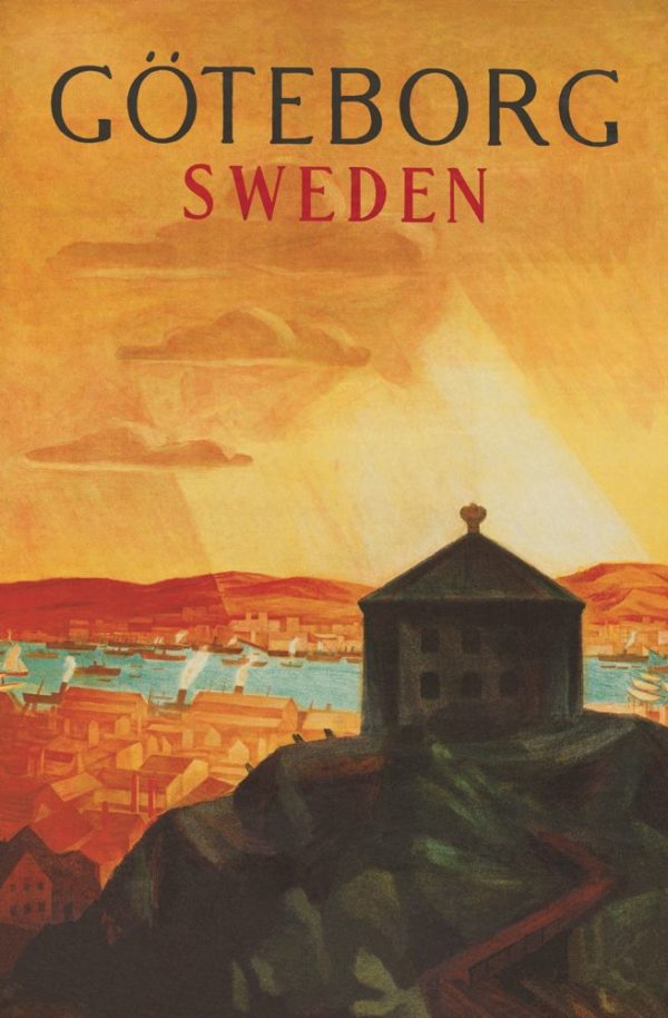 Sweden travel poster named “Gothenburg Sweden” printed as a postcard