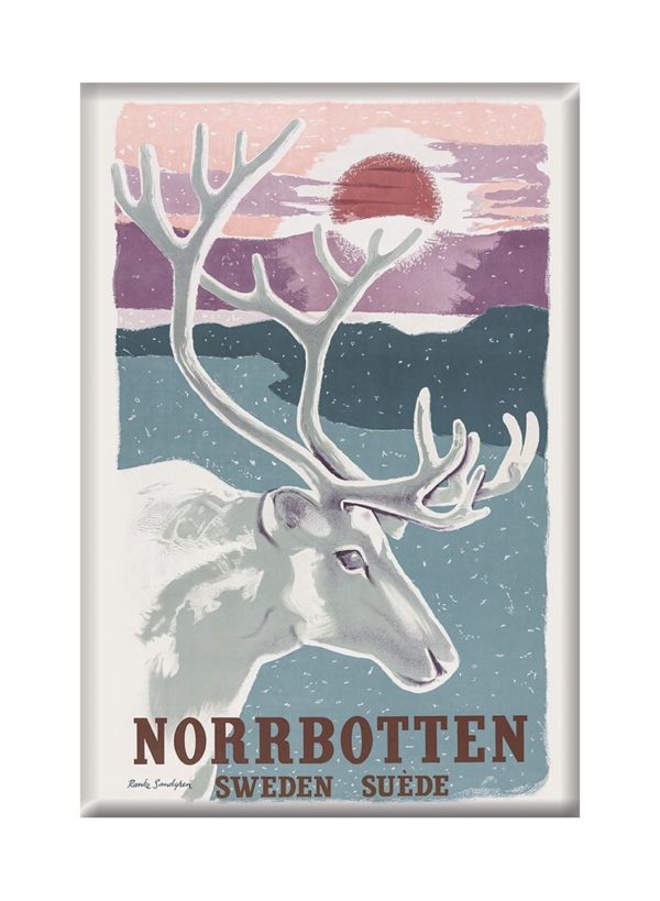 Sweden travel poster named “Norrbotten” printed as a fridge magnet.