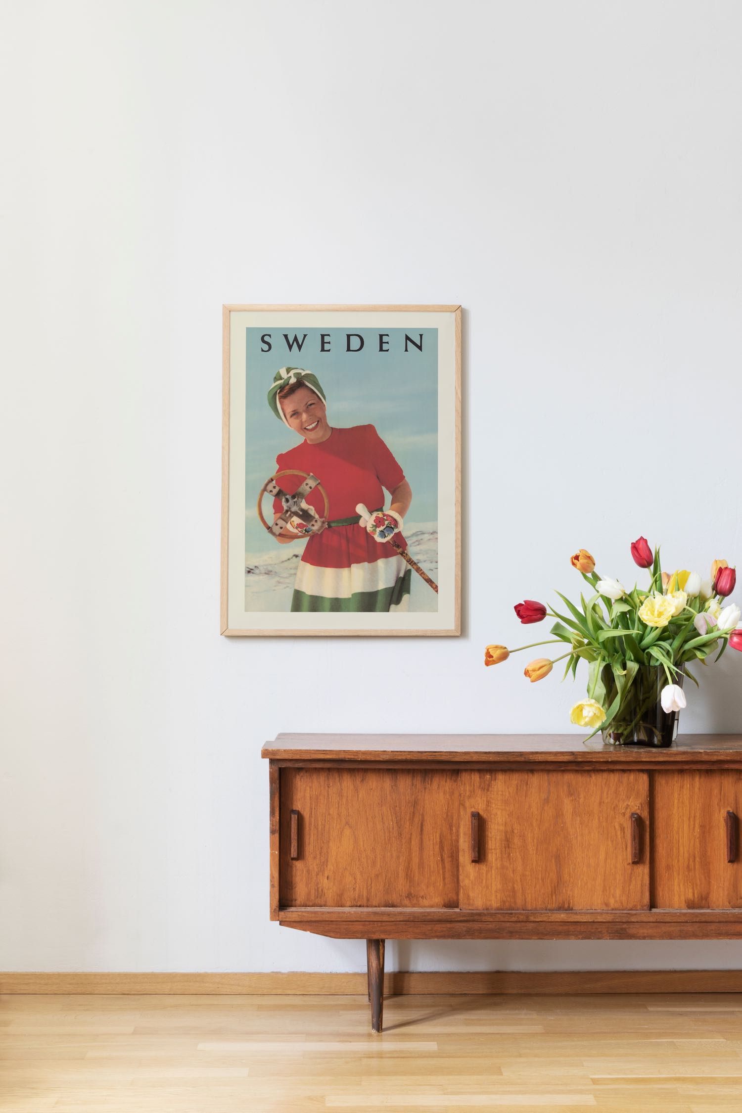 Affisch som föreställer vintern i Sverige