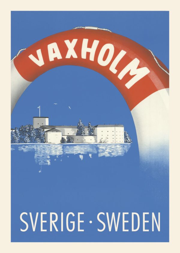 Vintage Sweden travel poster named “Vaxholm” in size A4.