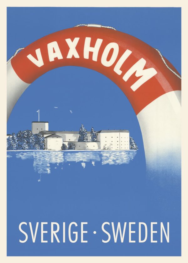 Vintage Sweden travel poster named “Vaxholm” in size 50x70 cm.