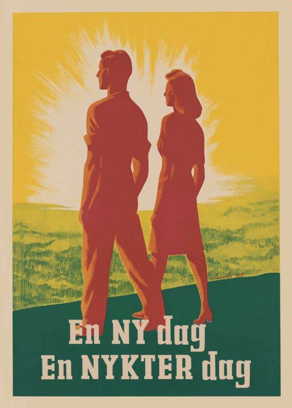 Sweden travel poster named “A new day” printed as a postcard