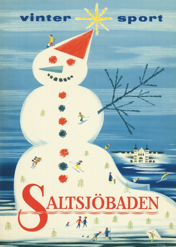 Vintage Sweden travel poster named “Saltsjöbaden - Winter Sports” in size 50x70 cm.