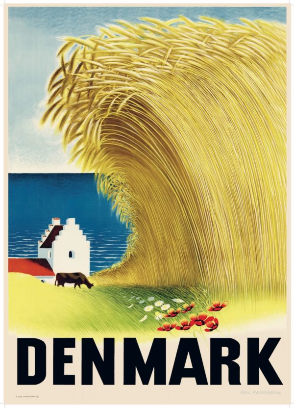 Vintage Sverige affisch som heter “Denmark by Rasmussen”, i storlek 50x70 cm.