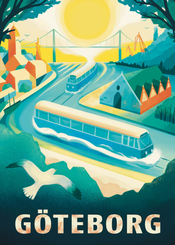 Modern Sweden travel poster named “Göteborg by Lotta-Li Alftberg” in size 50x70 cm.