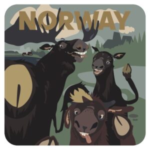 Norska älgfamiljen, glasunderlag